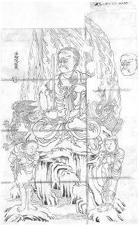 紙本墨画不動明王像(5幅のうち）深賢筆